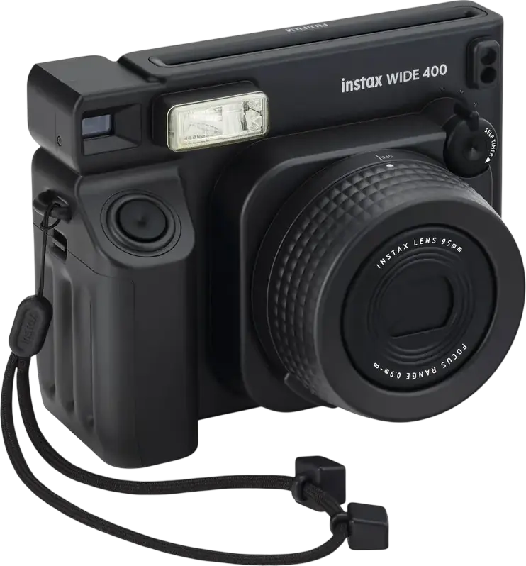 Aparat Foto Instant Fujifilm Instax Wide 400, Jet Black, Format Larg 62mm x 99mm, Obiectiv Retractabil, Expunere Automată, Bliț Integrat