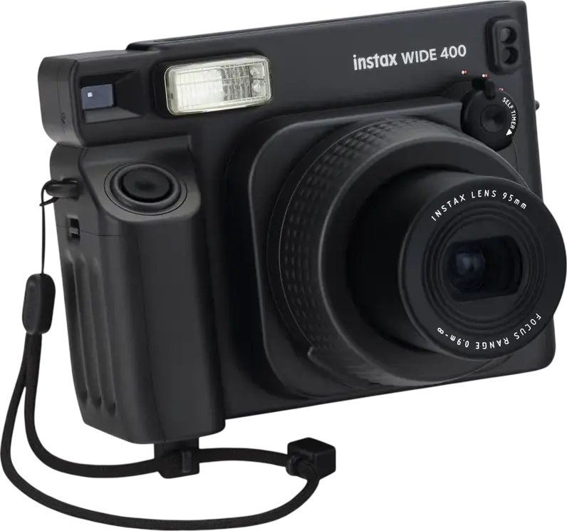 Aparat Foto Instant Fujifilm Instax Wide 400, Jet Black, Format Larg 62mm x 99mm, Obiectiv Retractabil, Expunere Automată, Bliț Integrat