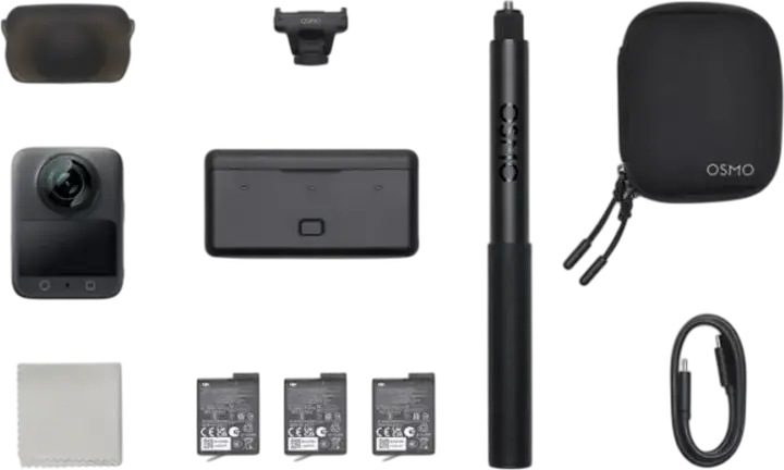 DJI Osmo 360 Adventure Combo 8K Panoramic Video Camera, 120MP Photo, 1/1.1-inch CMOS, IP68 Waterproof, RockSteady 3.0 EIS, 128GB, Black
