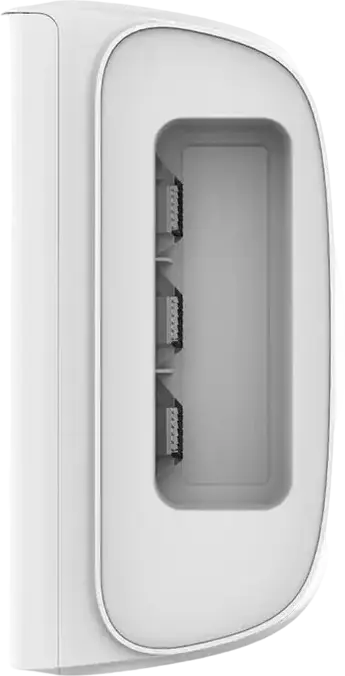 Senzor de mișcare exterior Ajax DualCurtain Outdoor, Detector de perete wireless, IP54, Raza 15m per side, Imunitate animale 80cm, Anti-masking, Alb