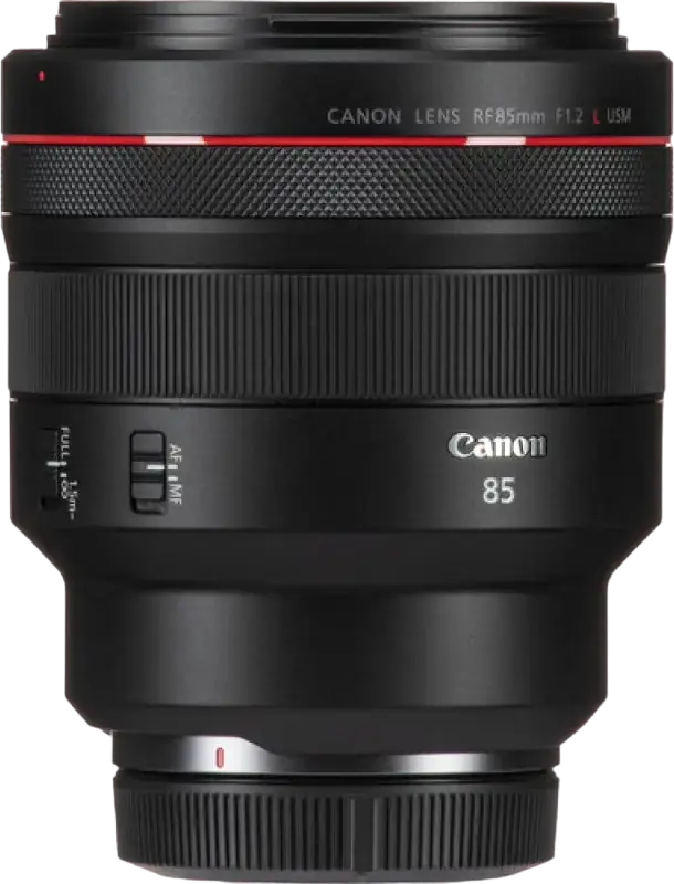 Obiectiv Canon RF 85mm f/1.2L USM Prime pentru Full Frame, Apertură Maximă f/1.2, Autofocalizare USM, Rezistent la Praf și Apă, cu Parasol ET-89 și Capac E-82 II