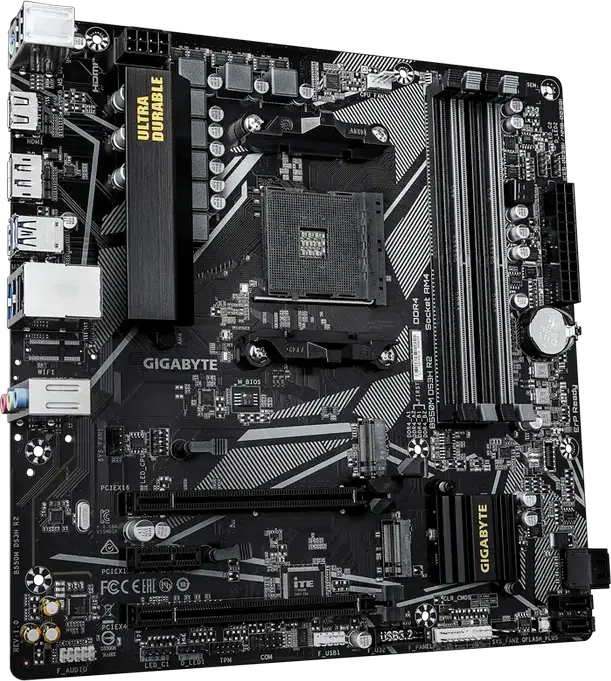 Материнская плата Gigabyte B550M DS3H R2 Micro-ATX, сокет AMD AM4, чипсет B550, DDR4 4733МГц OC, PCIe 4.0, два слота M.2, Q-Flash Plus, Ultra Durable