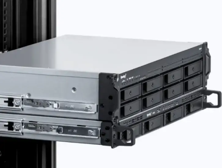 Synology RS1221+ 8-Bay (Hot-Swap) 2U RackStation NAS, AMD Ryzen V1500B 4-Core 2.2 GHz, 4GB DDR4, 4x 1GbE LAN, PCIe Gen3 Slot, Black