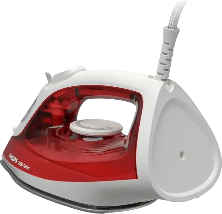 Philips DST2010/40 2000 Series Steam Iron, 2000W, Non-Stick Soleplate, 25g/min Continuous Steam, 100g Steam Boost, Smart Calc-Clean, Red