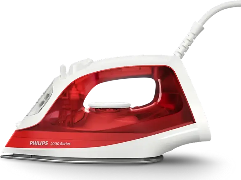 Philips DST2010/40 2000 Series Steam Iron, 2000W, Non-Stick Soleplate, 25g/min Continuous Steam, 100g Steam Boost, Smart Calc-Clean, Red