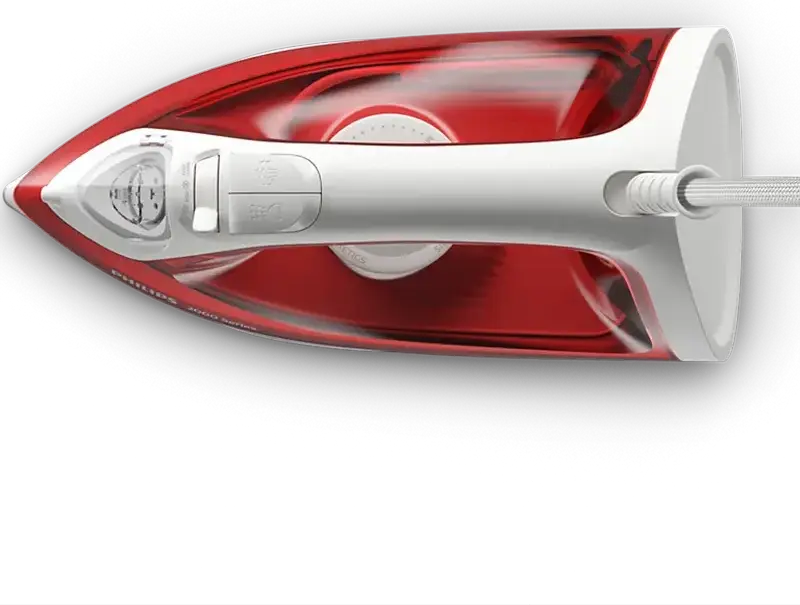 Philips DST2010/40 2000 Series Steam Iron, 2000W, Non-Stick Soleplate, 25g/min Continuous Steam, 100g Steam Boost, Smart Calc-Clean, Red