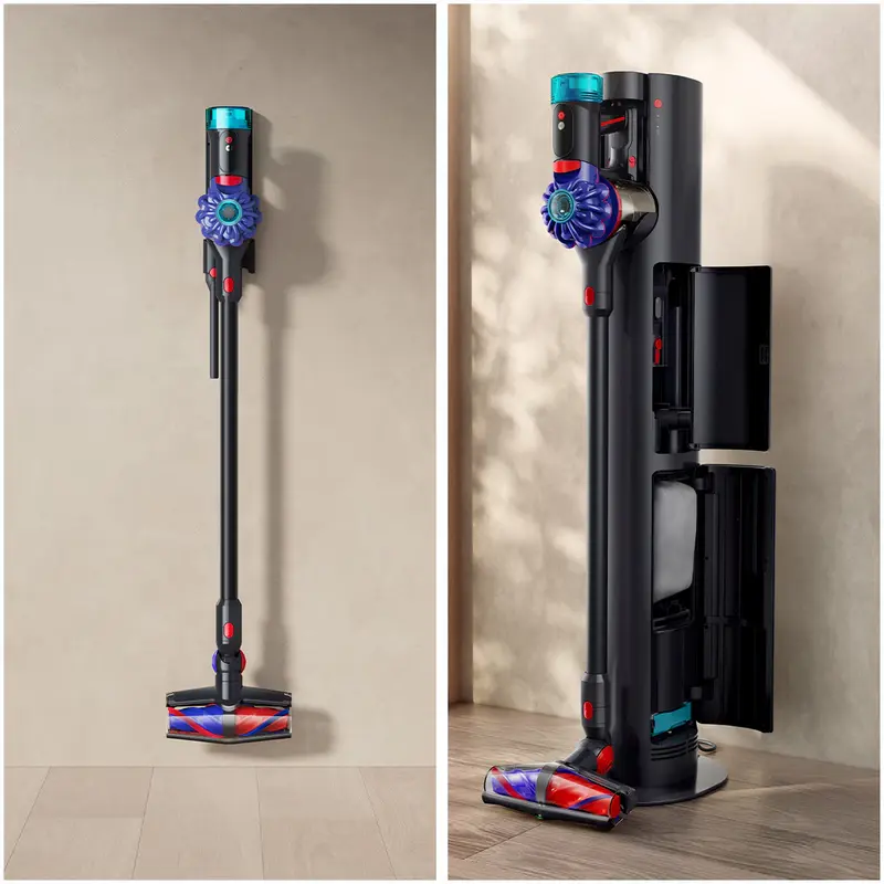 Dyson V10 Konical Cordless Stick Vacuum Cleaner, 33.9 kPa Suction, HEPA Filter, All Floor Cones Anti-Tangle Head, Auto-Empty Dock, 60 min Runtime