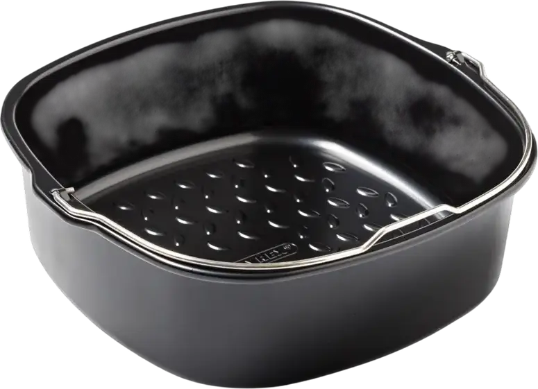 Квадратная форма для аэрогриля Pyrex AF22SR6, антипригарный поддон из углеродистой стали с ручкой, 22x21x7.5 см, 1.9 л, черный, до 230°C