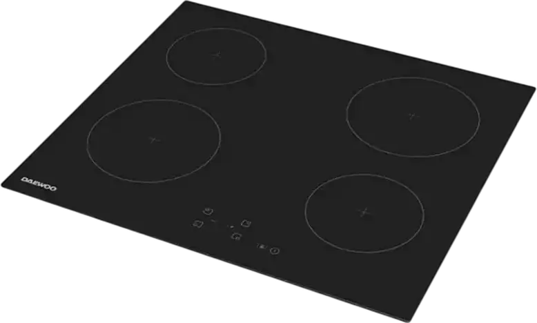 Plita Electrica Incorporabila Daewoo BH6VTF01BNL Vitroceramica, 4 Zone Gatire Infrarosu, 6 kW, Control Touch, Blocare Copii, Negru, 59x52 cm