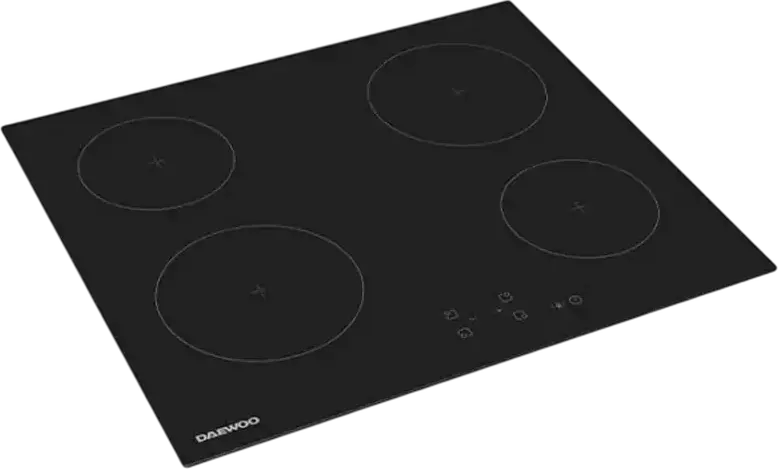 Plita Electrica Incorporabila Daewoo BH6VTF01BNL Vitroceramica, 4 Zone Gatire Infrarosu, 6 kW, Control Touch, Blocare Copii, Negru, 59x52 cm