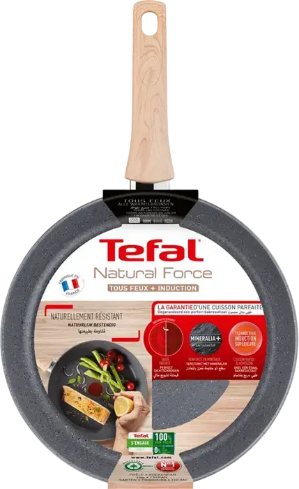 Tiga Tefal Natural Force G2660772 30 cm, Aluminiu cu Strat Antiaderent Mineralia+, Indicator Termic Thermo-Signal, Compatibila cu Inductie