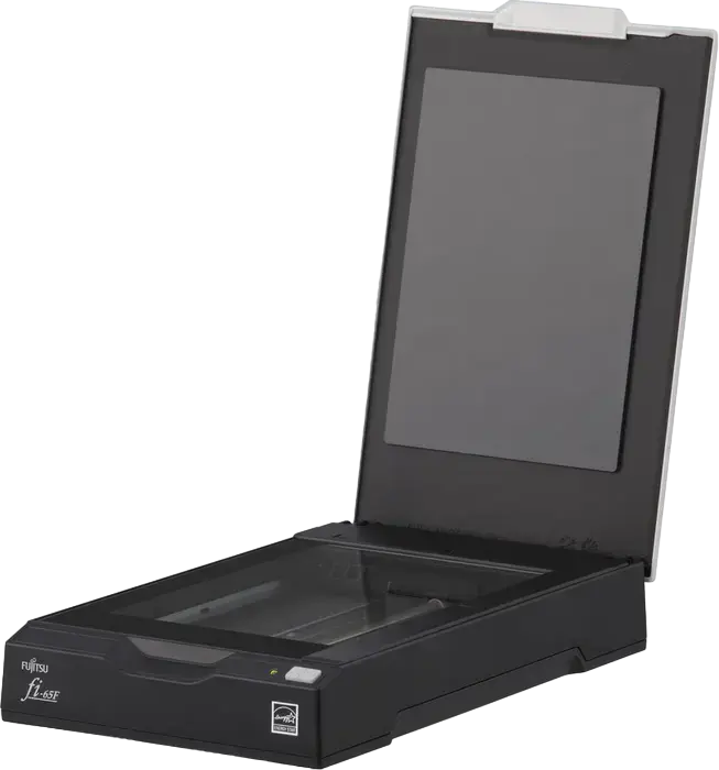 Fujitsu fi-65F A6 Flatbed Tablet Scanner, 600 dpi Optical Resolution, CIS Sensor, RGB LED, USB 2.0, One-Button Touch Scanning, Black
