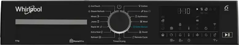 Uscător rufe Whirlpool WP C9 WBS EE cu pompă de căldură, capacitate 9 kg, clasa energetică C, Steam Refresh, HomeWhiz, IronTouch, program Rapid 30', LED