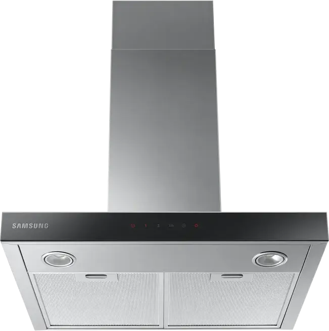 Samsung NK24C5070US Wall-Mounted Canopy Kitchen Hood, 531 m³/h Extraction, Touch Control LED Panel, 2 LED Lamps, Silver Glass and Metal, 60 cm