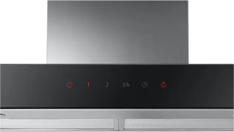 Samsung NK24C5070US Wall-Mounted Canopy Kitchen Hood, 531 m³/h Extraction, Touch Control LED Panel, 2 LED Lamps, Silver Glass and Metal, 60 cm