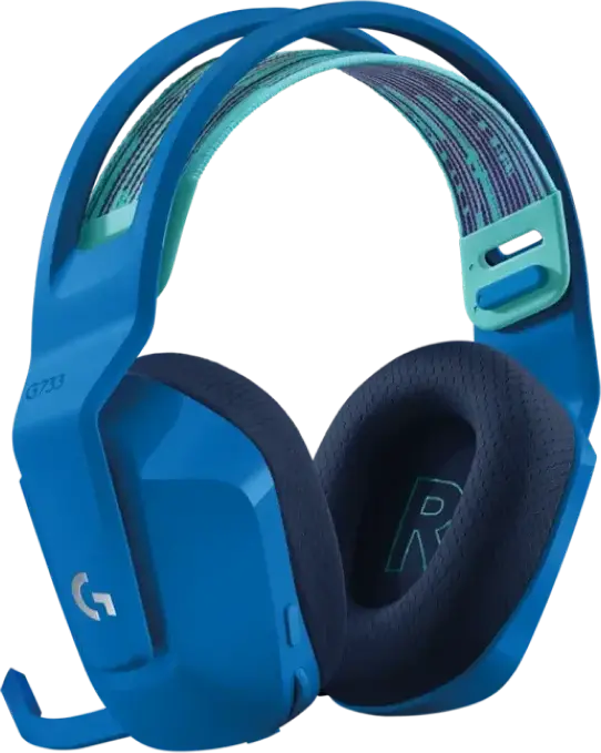 Logitech G733 Wireless RGB Gaming Headset, Blue, LIGHTSPEED Wireless, 40mm Drivers, 29h Battery, Detachable Microphone, Memory Foam Earpads