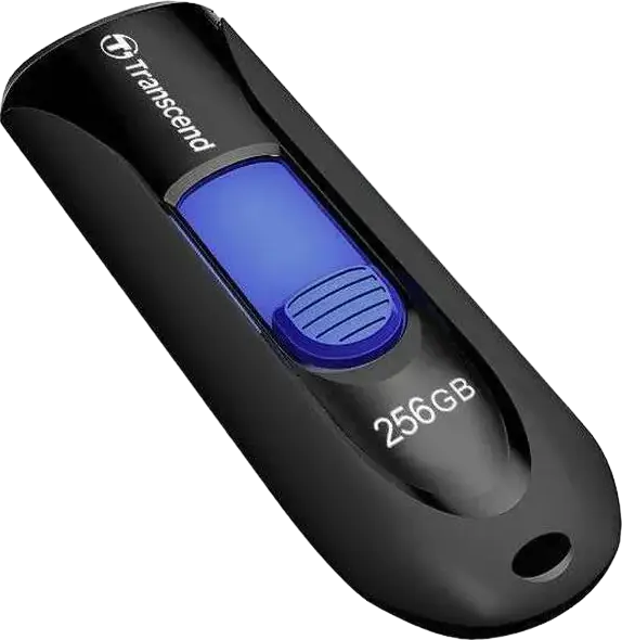 Transcend JetFlash 790 256 GB USB 3.1 Gen 1 Flash Drive, Black, USB Type-A Capless Slide-out Design, Compatible with Windows, macOS, Linux, Android