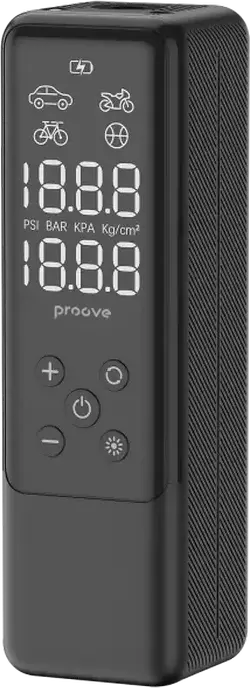 Compresor Portabil Proove Pump Assistant Mini, Pompa Auto 85W 12V DC cu Afișaj Digital LED, Presiune Maxima 3.5 Bar, Oprire Automata Inteligentă, Negru