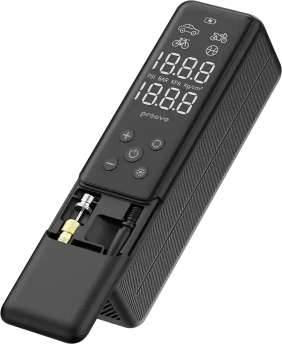 Compresor Portabil Proove Pump Assistant Mini, Pompa Auto 85W 12V DC cu Afișaj Digital LED, Presiune Maxima 3.5 Bar, Oprire Automata Inteligentă, Negru