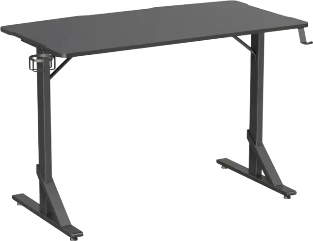 Birou Gaming Lumi GMD11E-2, 1120 x 600 x 750 mm, Negru, MDF și Oțel, cu suport pentru pahar și cârlig pentru căști, Capacitate 100 kg