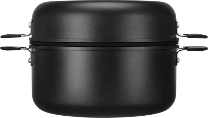 Resto 95800 Save & Stock Cookware Set, 8 Pieces, Non-Stick Aluminium Pots and Frying Pans with Removable Handle, Glass Lids, Induction Compatible, Black