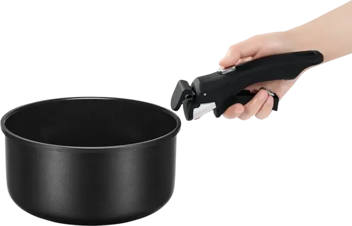 Resto 95800 Save & Stock Cookware Set, 8 Pieces, Non-Stick Aluminium Pots and Frying Pans with Removable Handle, Glass Lids, Induction Compatible, Black