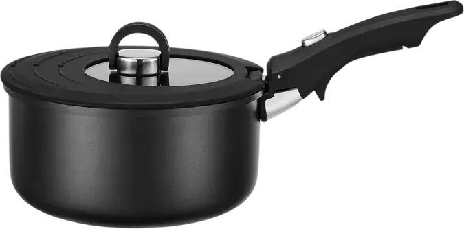Resto 95800 Save & Stock Cookware Set, 8 Pieces, Non-Stick Aluminium Pots and Frying Pans with Removable Handle, Glass Lids, Induction Compatible, Black