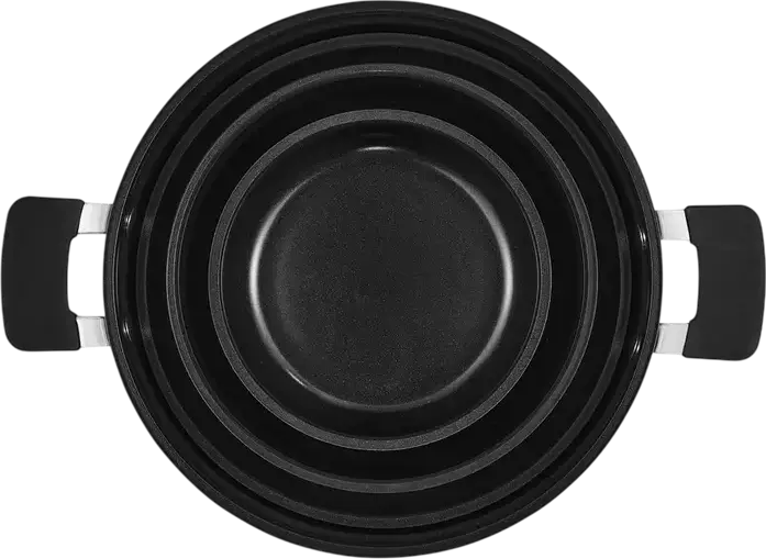 Resto 95800 Save & Stock Cookware Set, 8 Pieces, Non-Stick Aluminium Pots and Frying Pans with Removable Handle, Glass Lids, Induction Compatible, Black