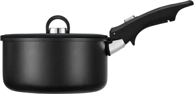Resto 95800 Save & Stock Cookware Set, 8 Pieces, Non-Stick Aluminium Pots and Frying Pans with Removable Handle, Glass Lids, Induction Compatible, Black