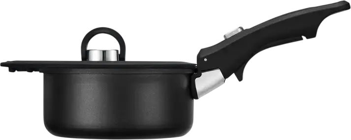 Resto 95800 Save & Stock Cookware Set, 8 Pieces, Non-Stick Aluminium Pots and Frying Pans with Removable Handle, Glass Lids, Induction Compatible, Black