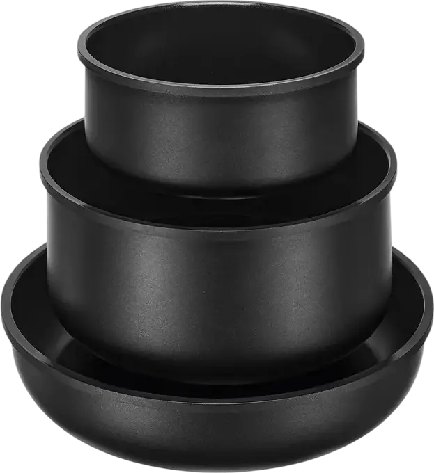 Resto 95800 Save & Stock Cookware Set, 8 Pieces, Non-Stick Aluminium Pots and Frying Pans with Removable Handle, Glass Lids, Induction Compatible, Black