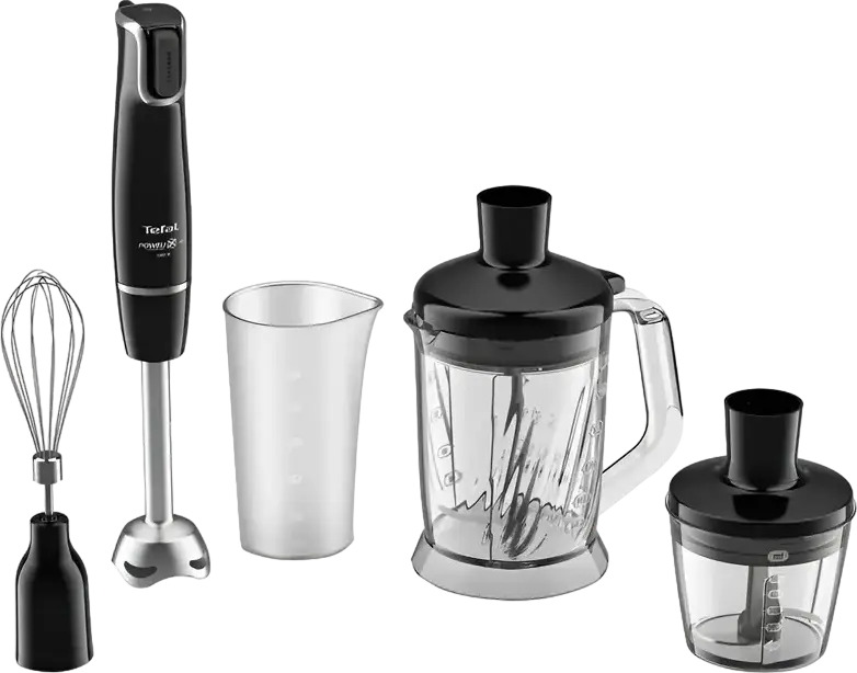 Tefal InfinyForce HB94L830 Hand Blender 1000W, Powelix Life Titanium Blades, Stainless Steel Foot, with XL Chopper 1L, Mini Chopper 0.5L and Whisk