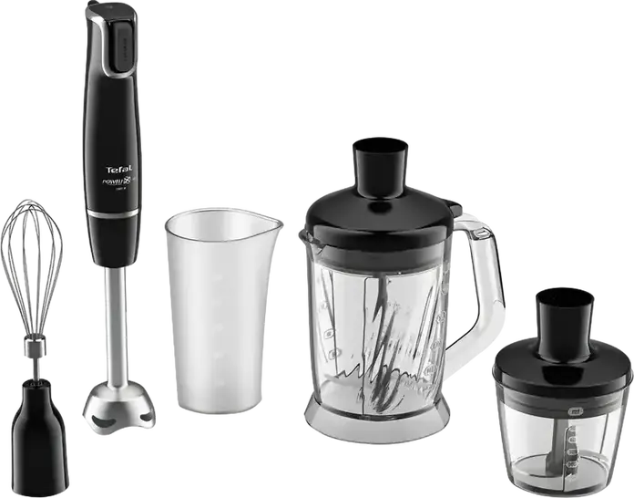 Tefal InfinyForce HB94L830 Hand Blender 1000W, Powelix Life Titanium Blades, Stainless Steel Foot, with XL Chopper 1L, Mini Chopper 0.5L and Whisk