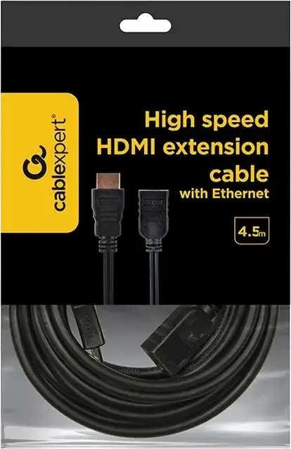 Cablu Extensie HDMI Cablexpert CC-HDMI4X-15, Male-Female, 4.5m, High Speed HDMI 2.0, Rezoluție 4K @ 60Hz, 18Gbps, HDR, 3D TV, Ethernet HEC, Negru