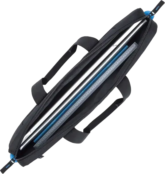 Geanta Laptop RivaCase Regent 8037 pentru laptopuri pana la 15.6 inch, Poliester, Negru, cu Curea de Umar Demontabila si Compartiment Tabletă