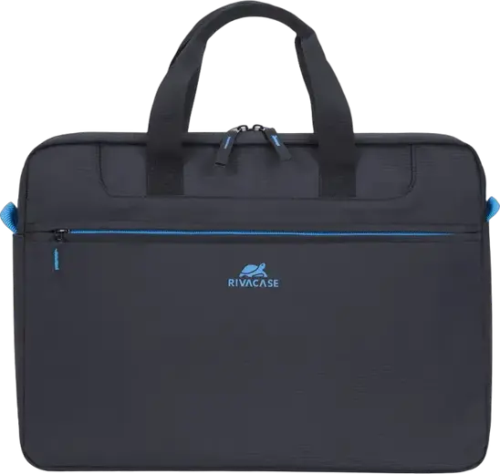 Geanta Laptop RivaCase Regent 8037 pentru laptopuri pana la 15.6 inch, Poliester, Negru, cu Curea de Umar Demontabila si Compartiment Tabletă