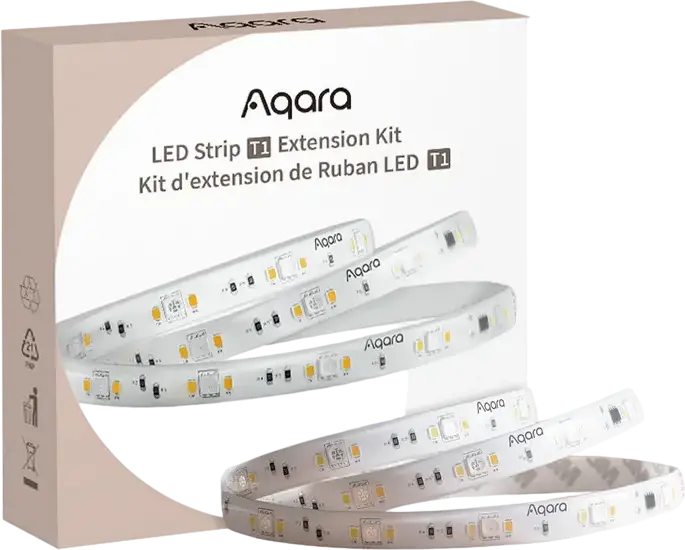 Bandă LED Aqara LED Strip T1 Extension RLSE-K01D, 1m RGB CCT RGBIC, Inteligentă Zigbee 3.0, Protecție IP44, Compatibilă cu Matter, HomeKit, Alexa, Google Home