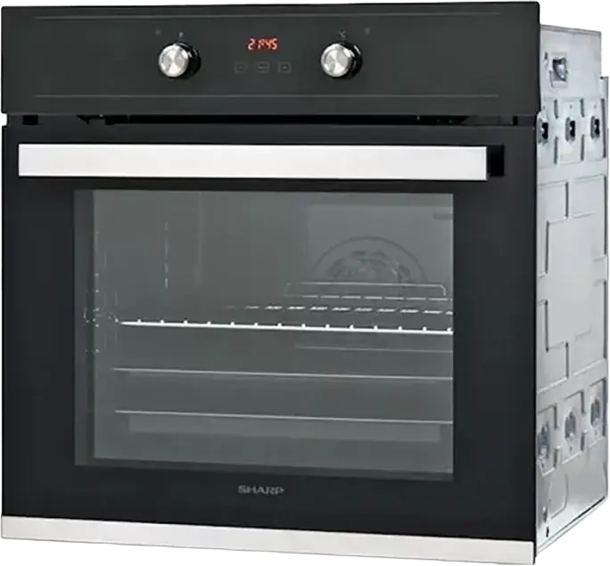 Sharp K60V19BQMEU Built-in Electric Oven, 69L, Class A, Black, Convection and Grill, Catalytic Cleaning, LED Display, 9 Auto Programs