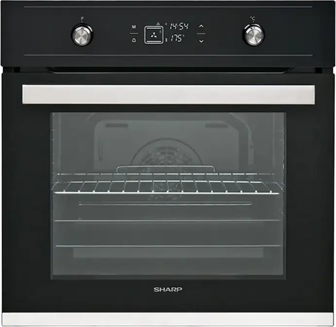 Sharp K60V19BQMEU Built-in Electric Oven, 69L, Class A, Black, Convection and Grill, Catalytic Cleaning, LED Display, 9 Auto Programs