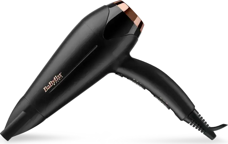 BaByliss Turbo Shine D570DE Ionic Hair Dryer 2200W, Tourmaline-Ceramic Coating, 90 km/h Air Speed, Diffuser and Concentrator, Black Bronze
