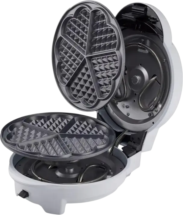 Gorenje WM701W Waffle Maker, 700W, Heart-shaped Non-stick Removable Plates, 5 Portions Capacity, Automatic Temperature Control, White
