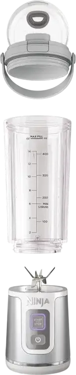 Blender Portabil Fără Fir Ninja Blast BC151, 300W, Cupă Tritan BPA-free 530ml, Încărcare USB-C, Lame Oțel Inoxidabil, Zdrobiți Gheață, Alb
