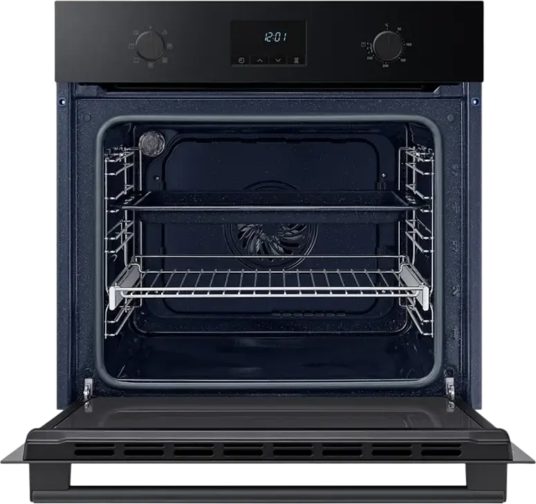 Встраиваемый электрический духовой шкаф Samsung NV68A1110RB/WT, 68 л, класс энергопотребления A, биокерамическое покрытие, конвекция и гриль, очистка паром, черный, 59.5x59.5x57 см