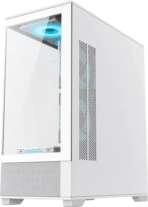 Carcasa Gaming Gamemax VISTA Midi-Tower, Alb, Sticla Temperata Frontala si Laterala, Suport E-ATX, 6 Ventilatoare 120mm ARGB, Hub ARGB V4.0, USB-C