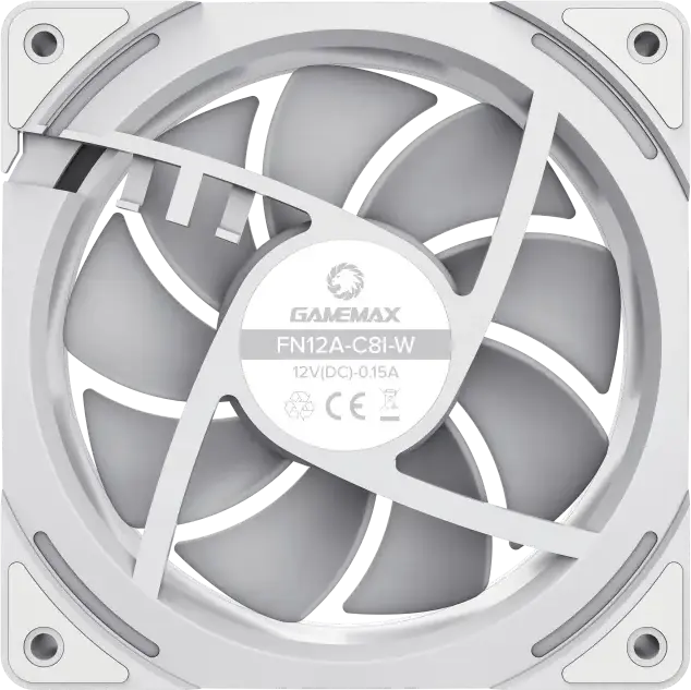 Gamemax KF300 White ARGB Case Fan Kit, 4x 120mm PWM Fans FN12A-C8I-W, Hydraulic Bearing, V4.0 ARGB Hub, RF Remote, Aura Sync, 800-1600 RPM