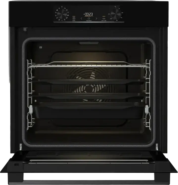 Встраиваемый электрический духовой шкаф Gorenje BPS 6737 E07B, 77 л, класс A+, пиролитическая очистка, AirFry, функция пиццы, HomeMade, черный