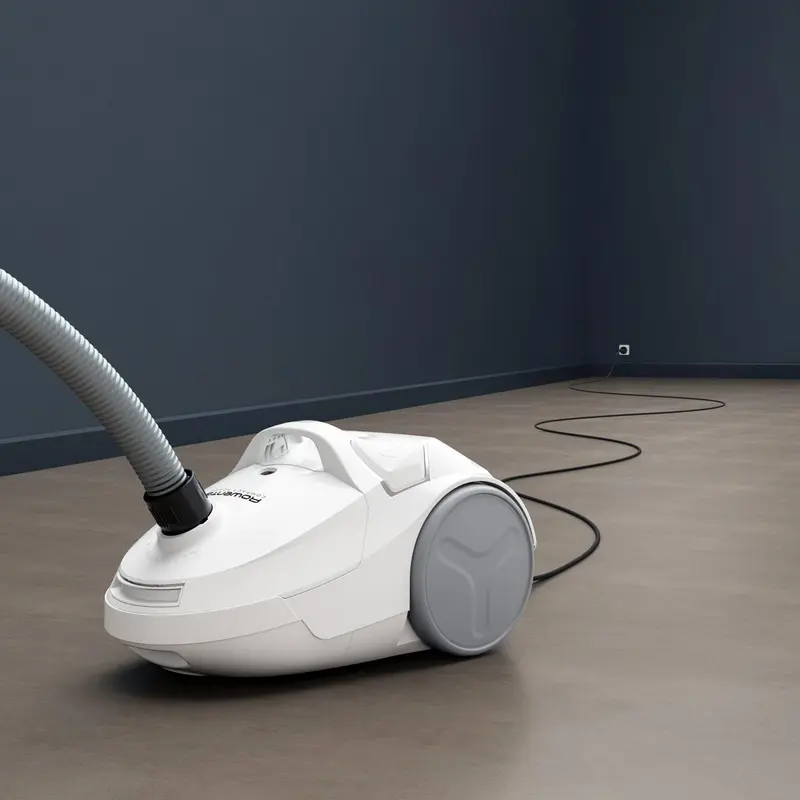Rowenta Compact Power RO3927EA Cylinder Vacuum Cleaner, 750W EffiTech Motor, Bagged (3L), 2-Level Filtration, Telescopic Metal Tube, White