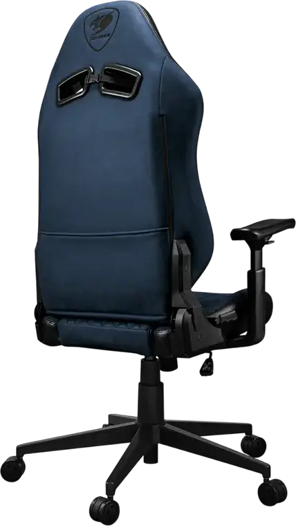 Игровое кресло Cougar Explore, цвет Navy Blue F, дышащая кожа ПВХ и PU, 3D регулируемые подлокотники, наклон 155 градусов, стальной каркас, поясничная поддержка, до 120 кг