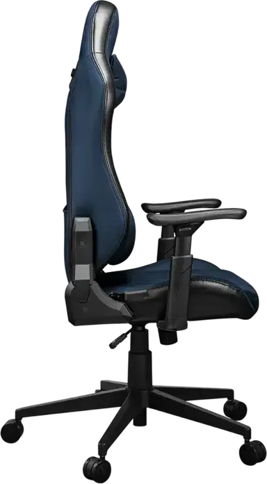 Игровое кресло Cougar Explore, цвет Navy Blue F, дышащая кожа ПВХ и PU, 3D регулируемые подлокотники, наклон 155 градусов, стальной каркас, поясничная поддержка, до 120 кг