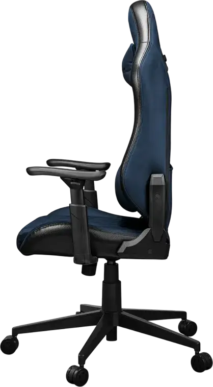 Игровое кресло Cougar Explore, цвет Navy Blue F, дышащая кожа ПВХ и PU, 3D регулируемые подлокотники, наклон 155 градусов, стальной каркас, поясничная поддержка, до 120 кг